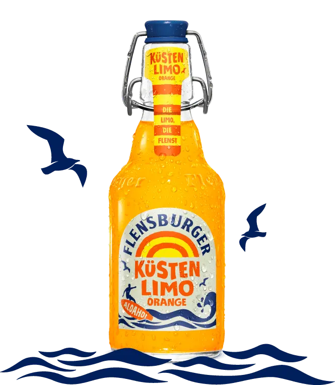 Einzelflasche der Flensburger Küstenlimo in der Bügelverschlussflasche.