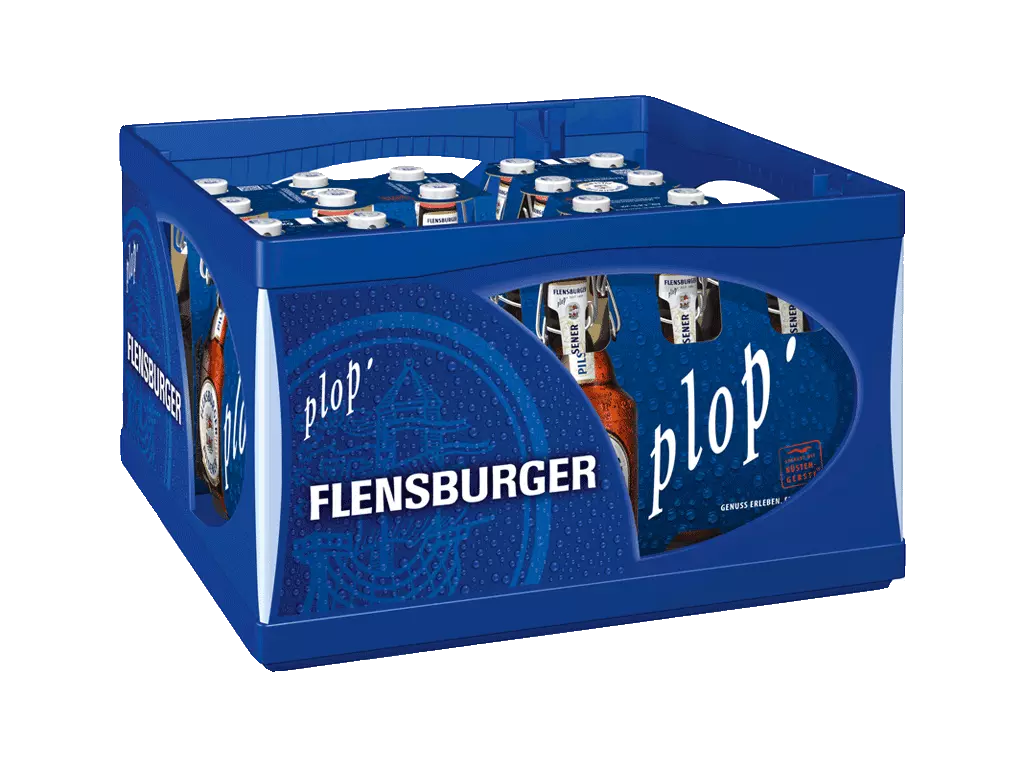Das Flensburger Pilsener im 24er Kasten.