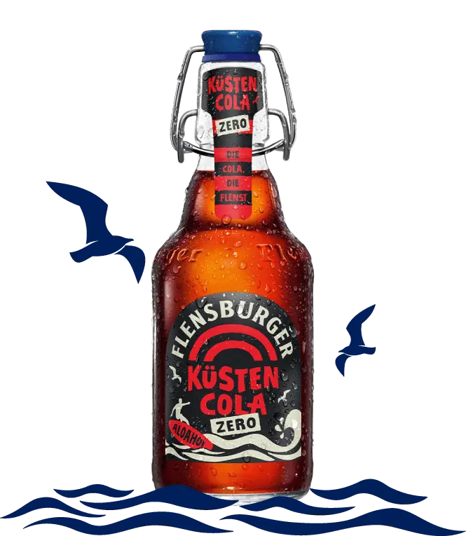 Einzelflasche der Flensburger Küstencola Zero in der Bügelverschlussflasche.