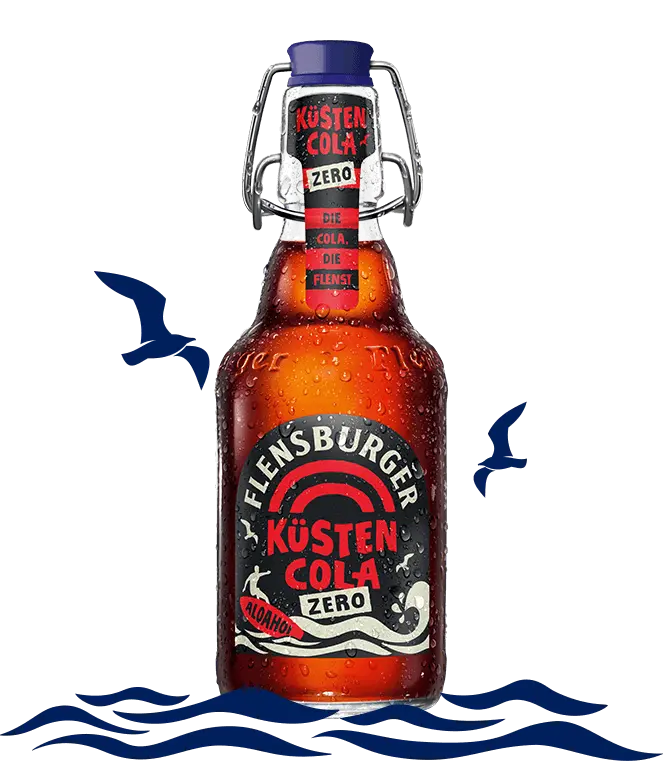 Einzelflasche der Flensburger Küstencola Zero in der Bügelverschlussflasche.