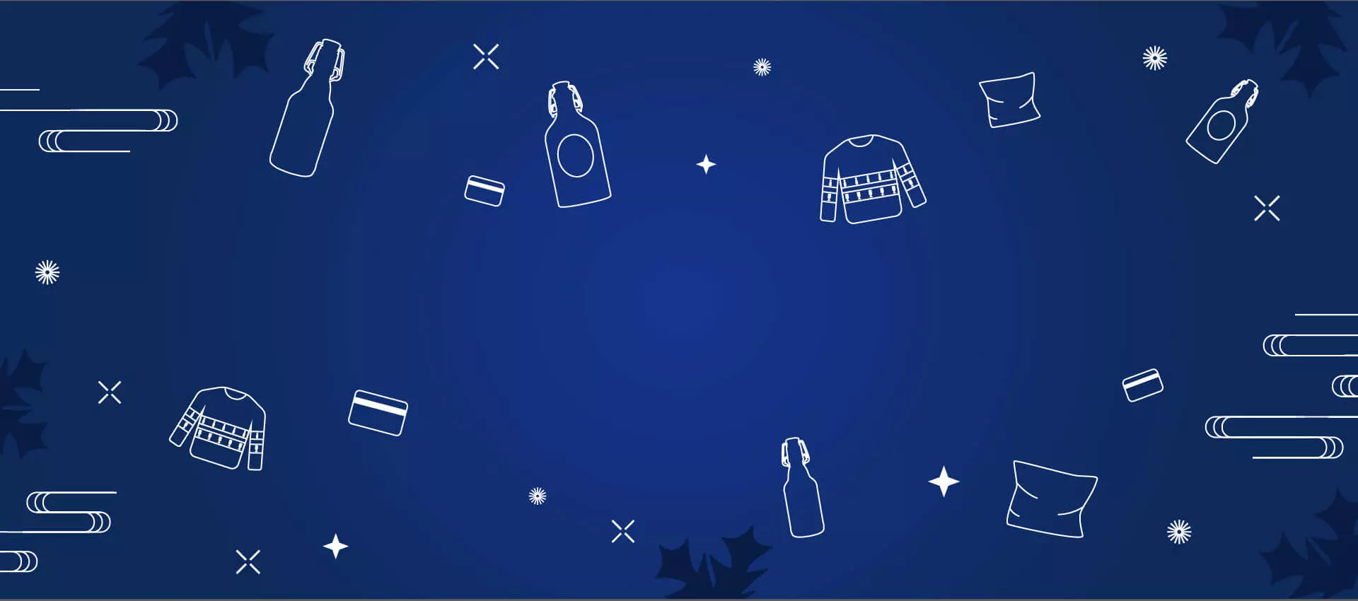 Blauer Hintergrund mit weißen FLENS Icons.