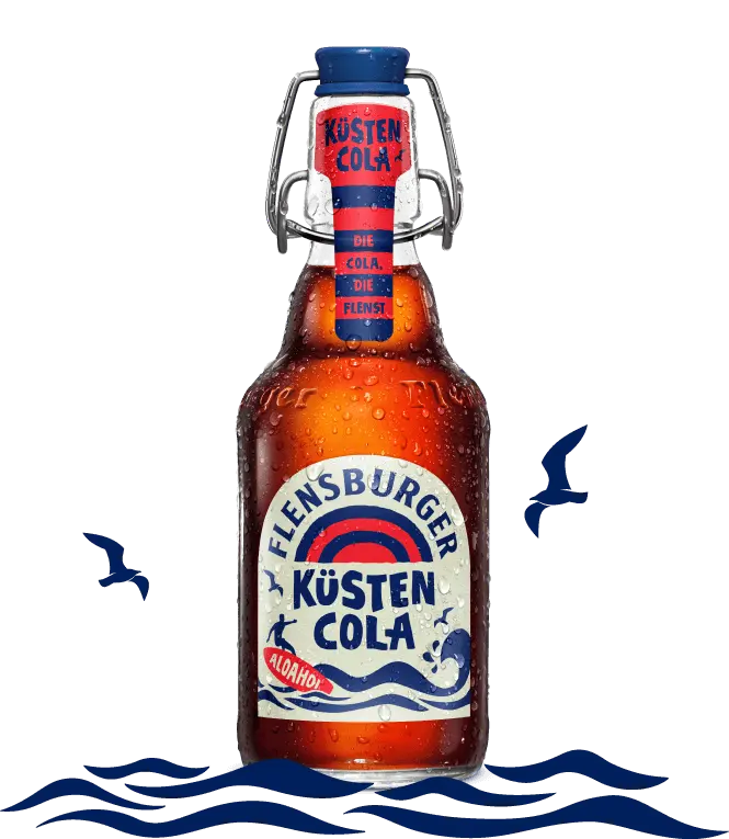Einzelflasche der Flensburger Küstencola in der Bügelverschlussflasche.