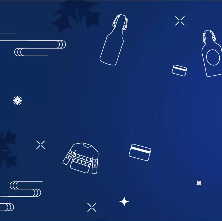 Blauer Hintergrund mit weißen FLENS Icons.