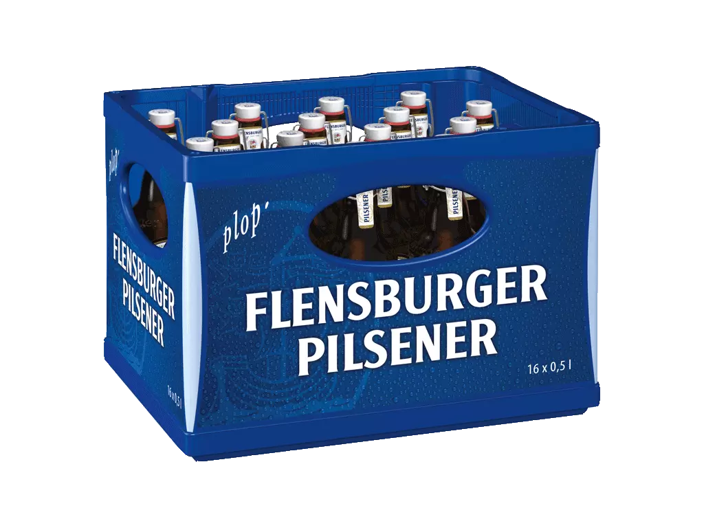 Flensburger Pilsener im 16er Kasten.